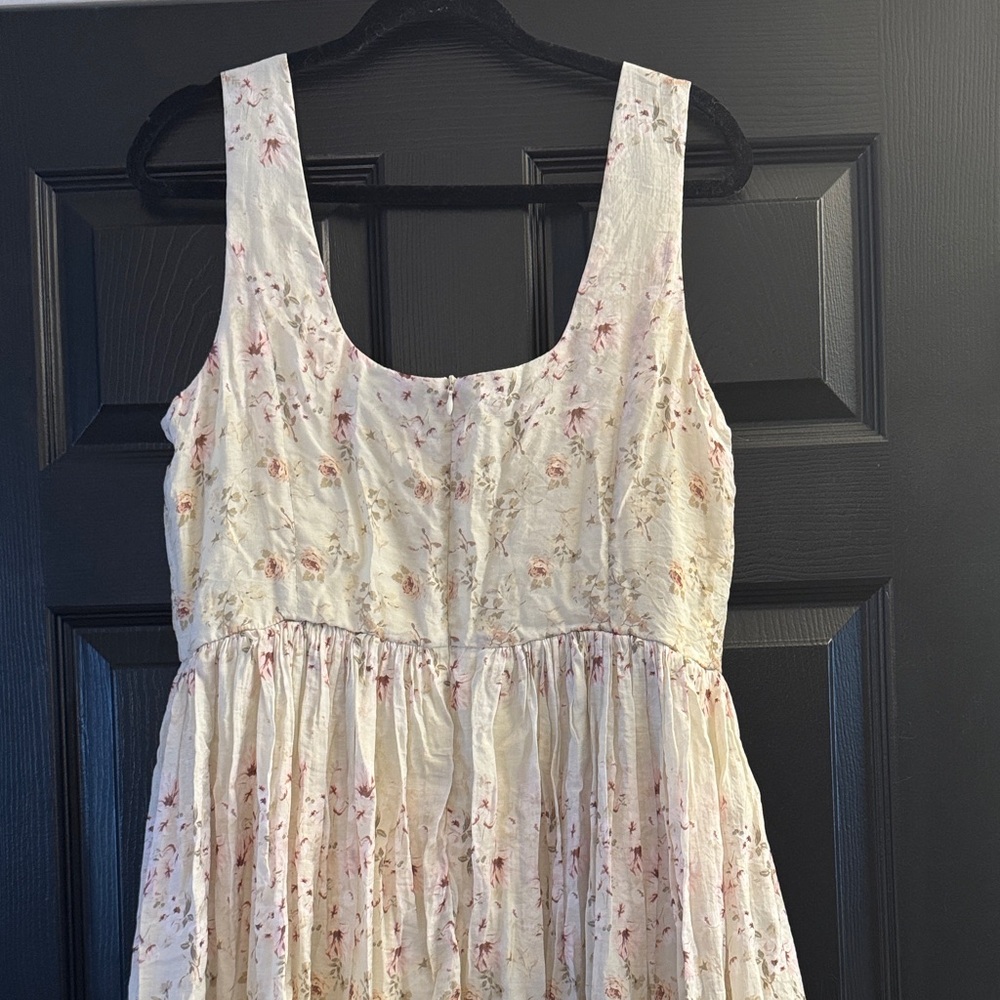 Taylor Cream Midi Dress with Pink Floral Print - Picture 3 of 3